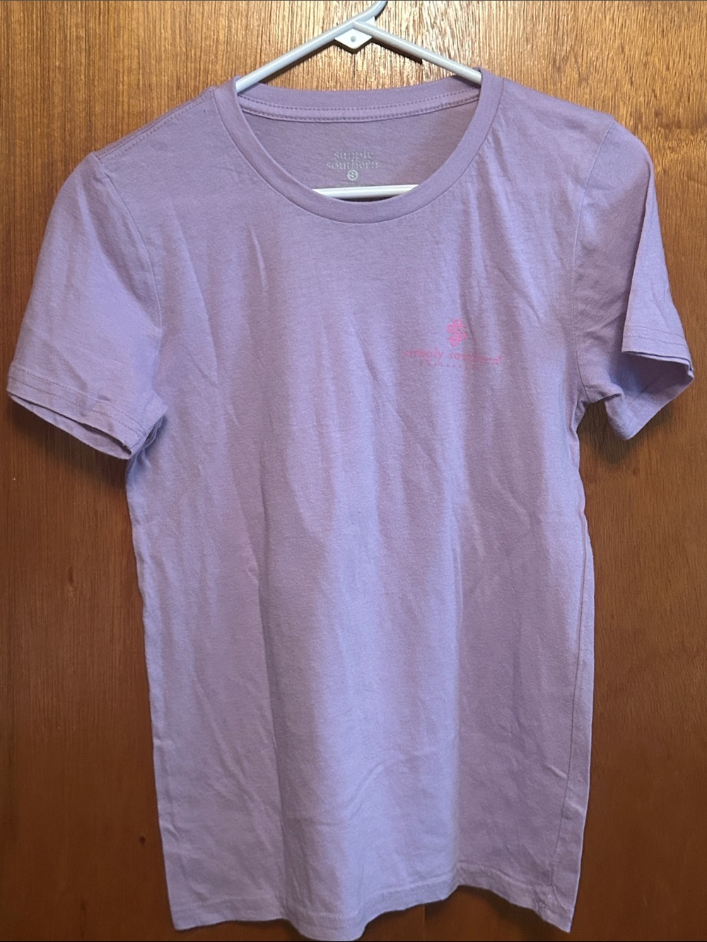 Simply Southern Lilac Short Sleeve Tee with Pink Logo